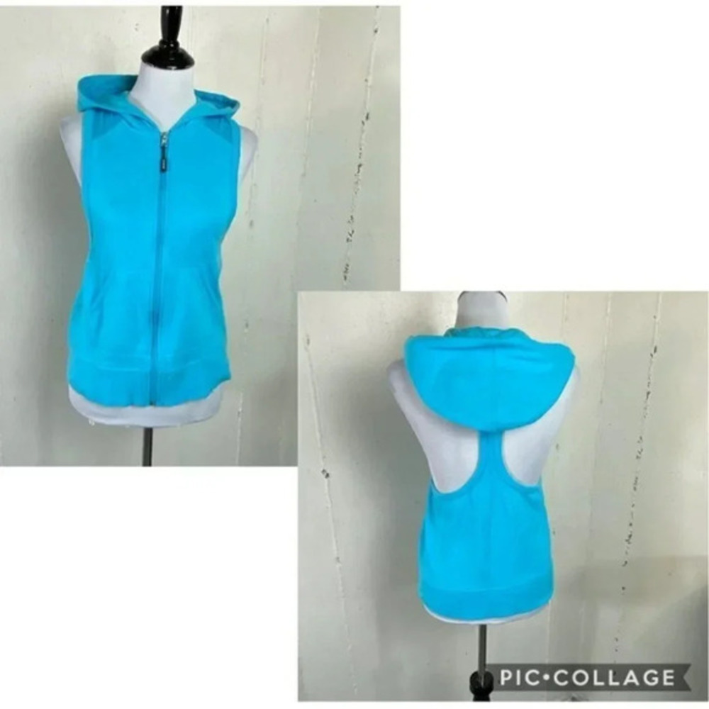 Calvin Klein Performance Vest XS Blue Sleeveless Hoodie Racerback Zip Up